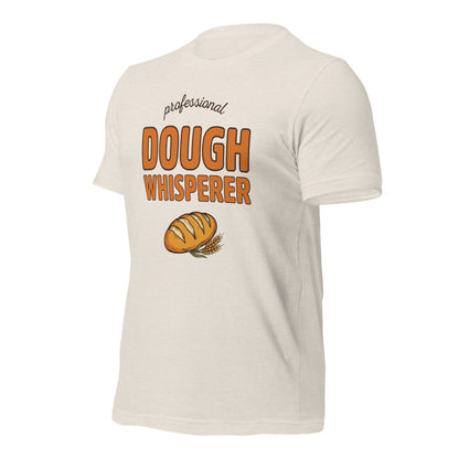 Professional Dough Whisperer funny baker tee — Heather Dust, front-right