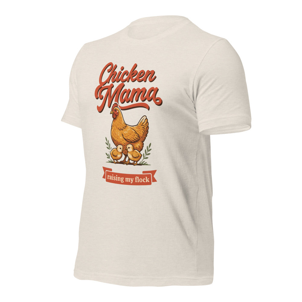 Chicken Mama raising my flock chicken keeper tee — Heather Dust, front-right