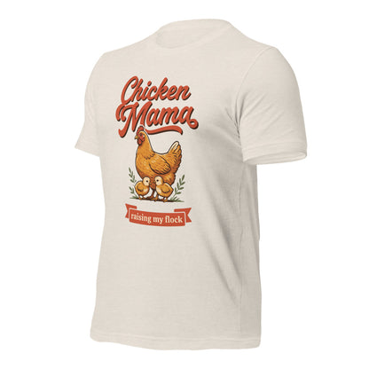 Chicken Mama raising my flock chicken keeper tee — Heather Dust, front-right