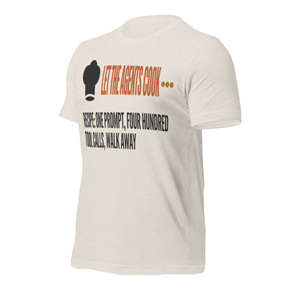 Let The Agents Cook tee — Heather Dust, front-right