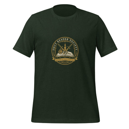 Smut Reader Society book lover dark academia tee — Heather Emerald, front