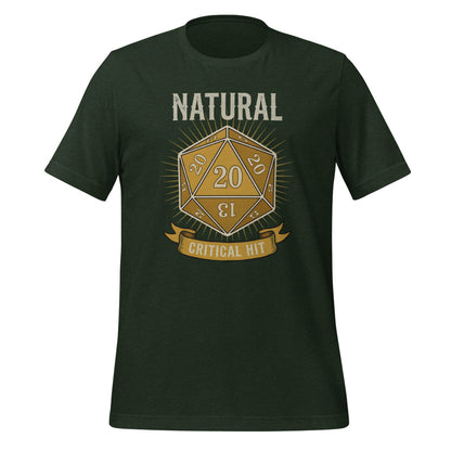 Natural 20 critical hit d20 tabletop RPG tee — Heather Emerald, front