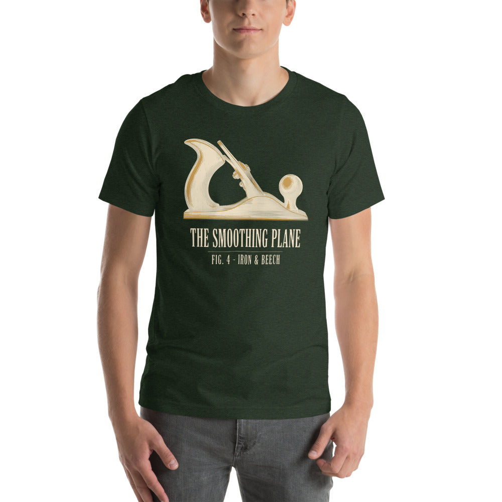 Fig. 4 The Smoothing Plane woodworking tee — Heather Emerald, on model