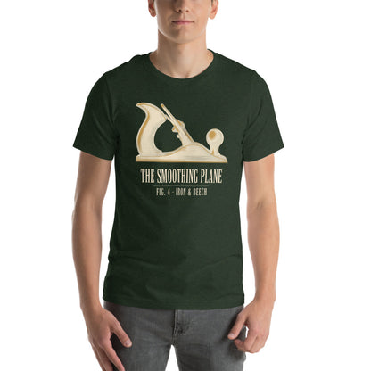 Fig. 4 The Smoothing Plane woodworking tee — Heather Emerald, on model