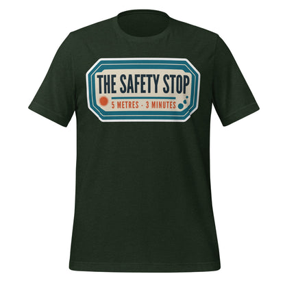 The Safety Stop vintage scuba diving travel decal t-shirt — Heather Emerald, front