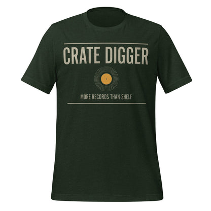 Crate Digger vinyl record tee — Heather Emerald, front