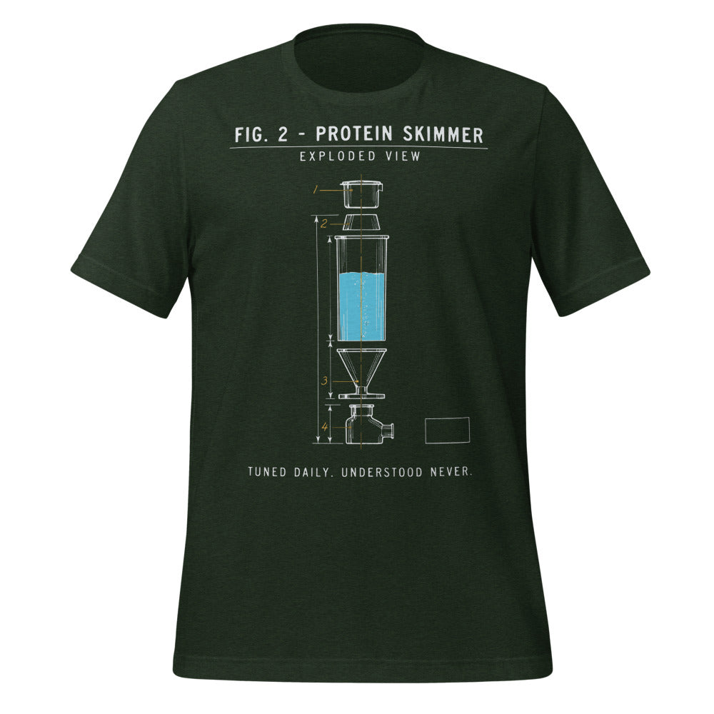 Protein Skimmer Exploded View reef tank saltwater aquarium t-shirt — Heather Emerald, front