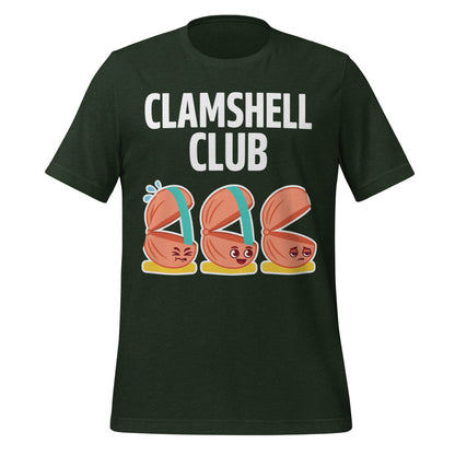 Clamshell Club funny physical therapy tee — Heather Emerald, front