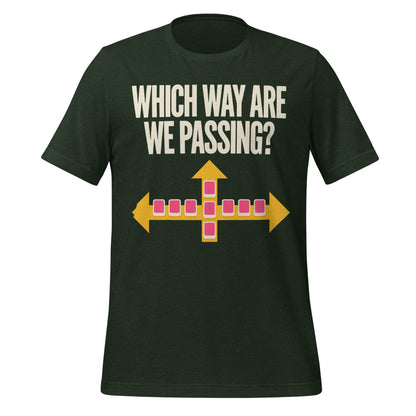 Which Way Are We Passing funny mahjong tee — Heather Emerald, front