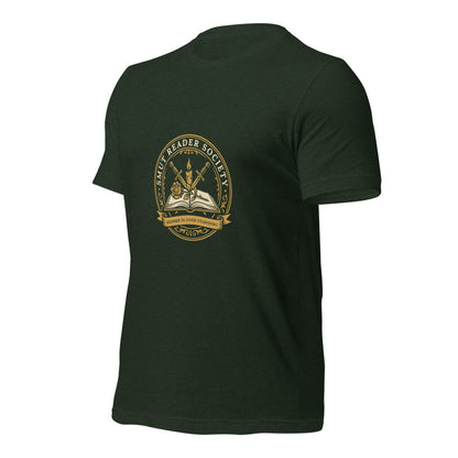 Smut Reader Society book lover dark academia tee — Heather Emerald, front-right