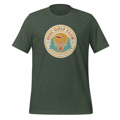 Disc Golf Club retro badge tee — Heather Forest, front