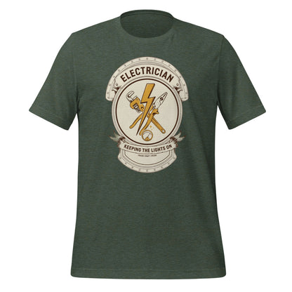 Electrician Journeyman trade crest tee — Heather Forest, front