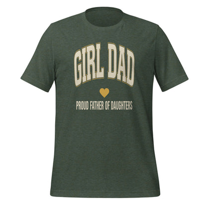 Girl Dad retro varsity tee — Heather Forest, front