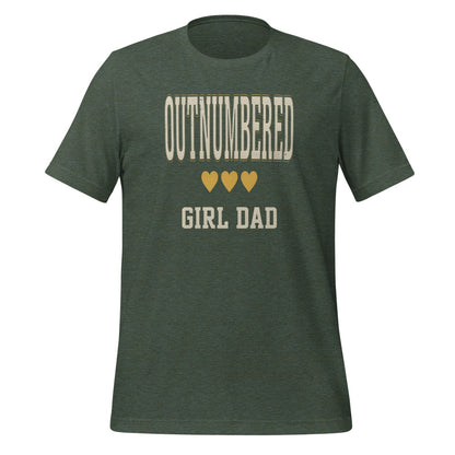Girl Dad Outnumbered & Proud tee — Heather Forest, front