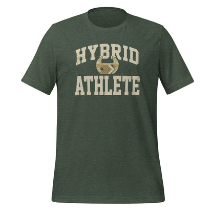Hybrid Athlete vintage varsity tee — Heather Forest, front