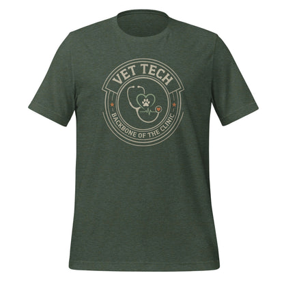 Vet Tech Crest retro veterinary technician tee — Heather Forest, front