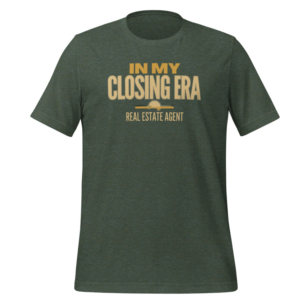 In My Closing Era real estate agent tee — Heather Forest, front