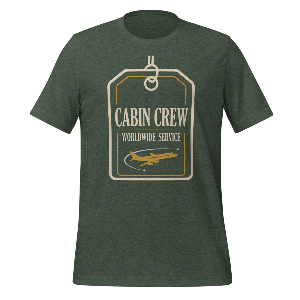 Worldwide Service cabin crew tee — Heather Forest, front