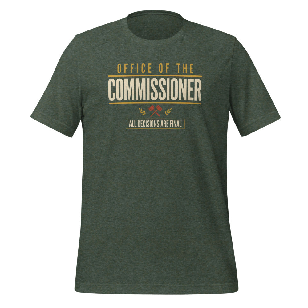 Office of the Commissioner fantasy football draft tee — Heather Forest, front