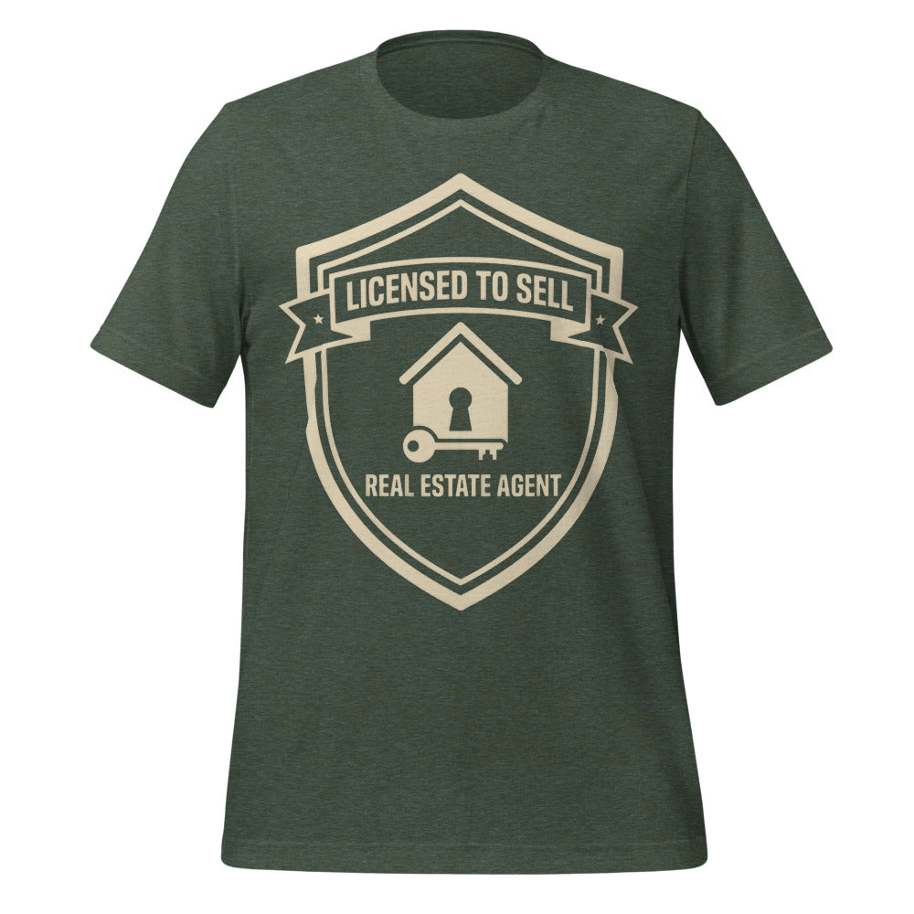 Licensed to Sell real estate agent tee — Heather Forest, front