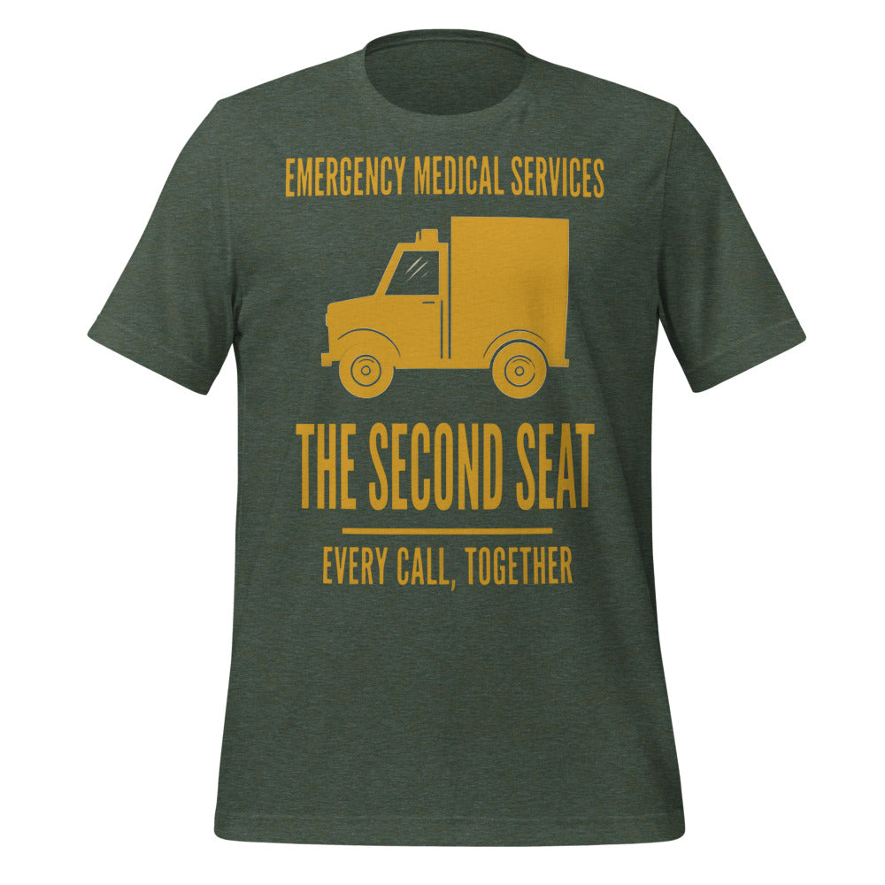 The Second Seat EMS paramedic tee — Heather Forest, front