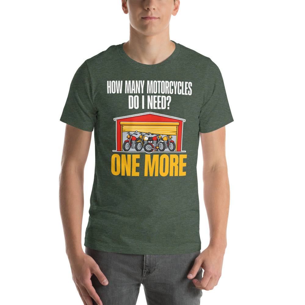 One More funny motorcycle tee — Heather Forest, on model