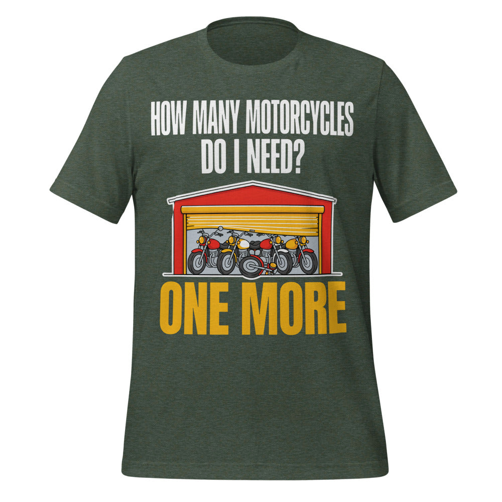 One More funny motorcycle tee — Heather Forest, front
