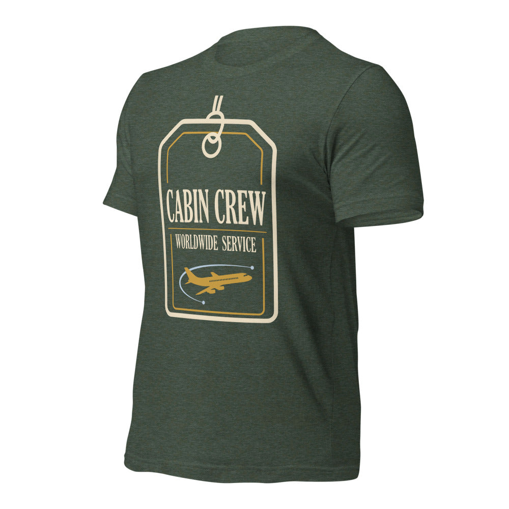 Worldwide Service cabin crew tee — Heather Forest, front-right