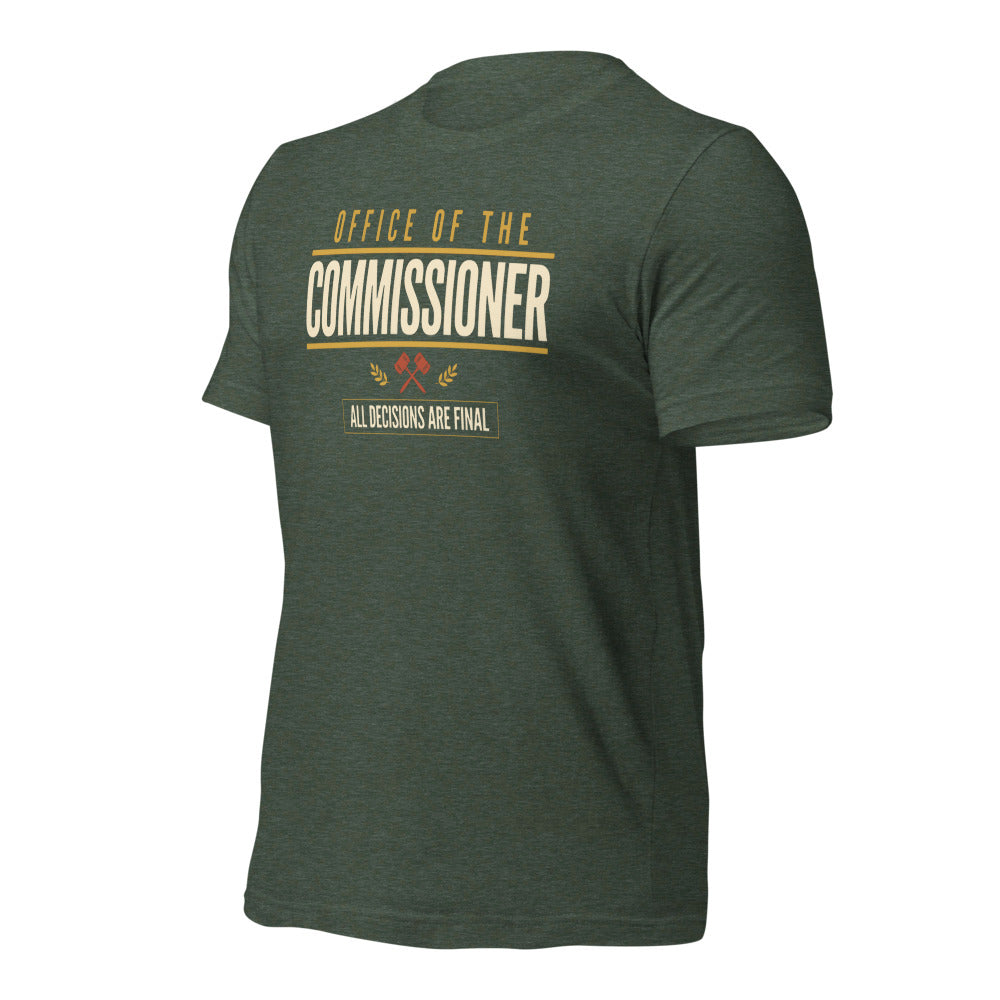 Office of the Commissioner fantasy football draft tee — Heather Forest, front-right