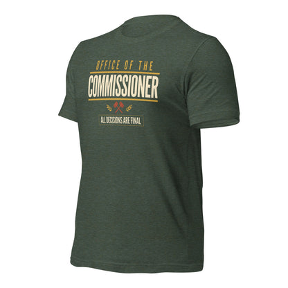 Office of the Commissioner fantasy football draft tee — Heather Forest, front-right