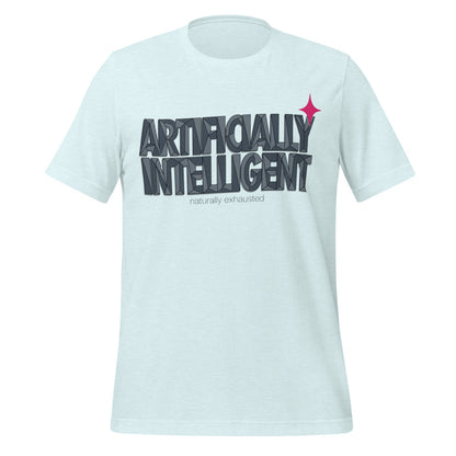Artificially Intelligent funny AI t-shirt — Heather Ice Blue, front