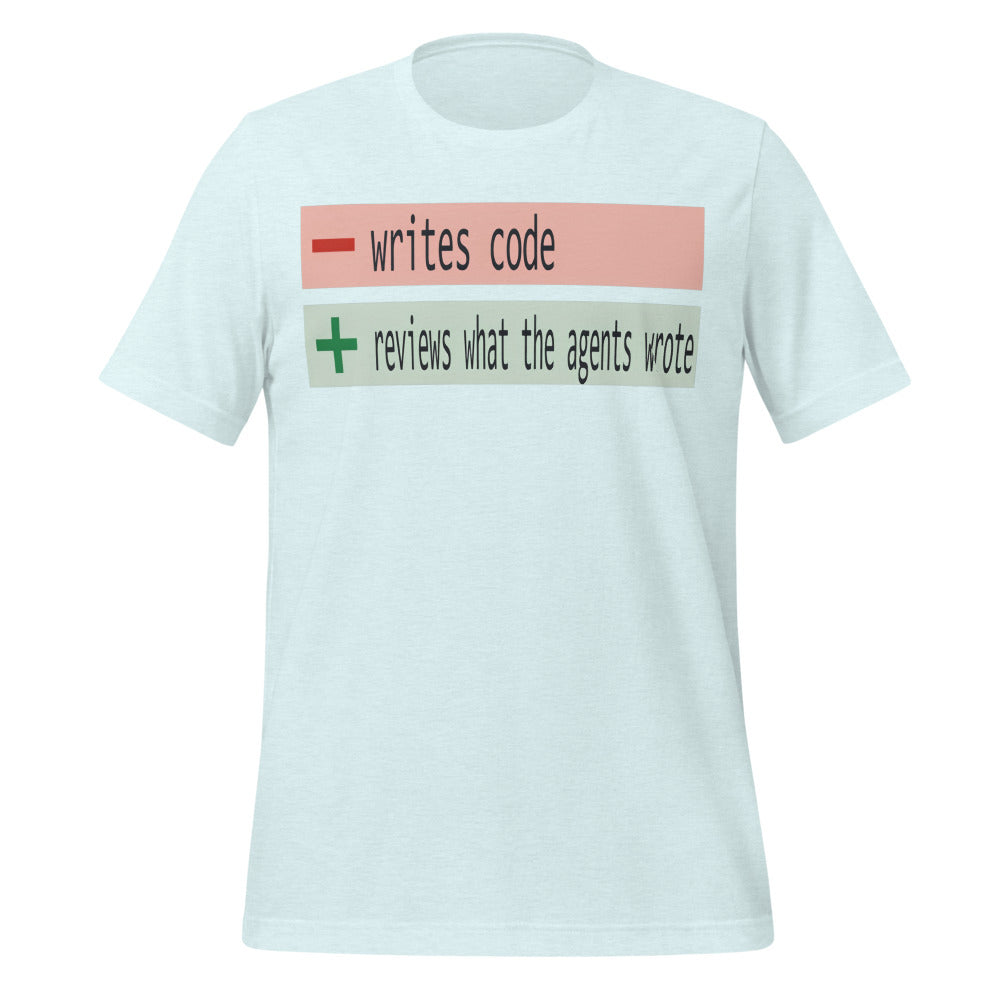 The Diff agentic AI engineer tee — Heather Ice Blue, front