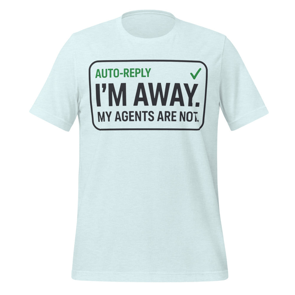 Auto-Reply agentic AI engineer tee — Heather Ice Blue, front