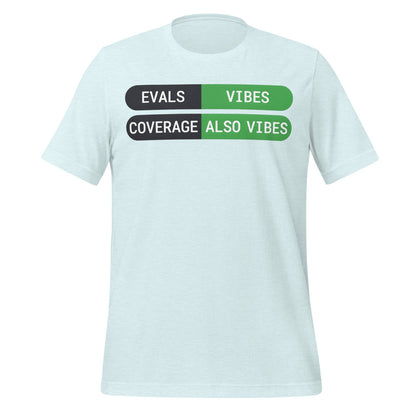 Eval Suite Vibes agentic AI engineer tee — Heather Ice Blue, front