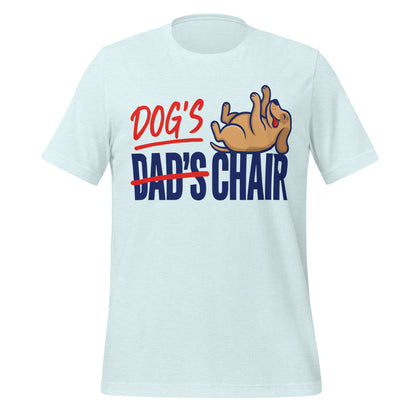 Dog's Chair funny dog dad tee — Heather Ice Blue, front
