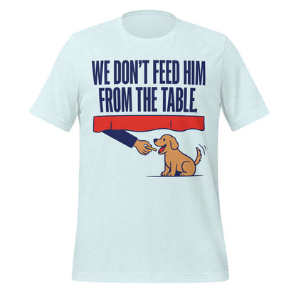 From The Table funny dog dad tee — Heather Ice Blue, front