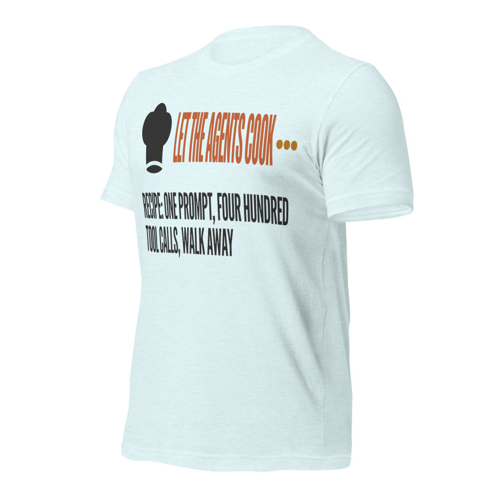 Let The Agents Cook tee — Heather Ice Blue, front-right