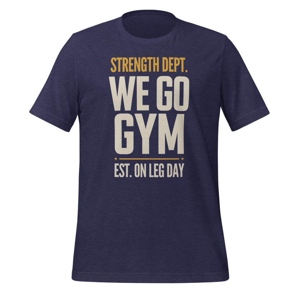 We Go Gym vintage athletic gym tee — Heather Midnight Navy, front
