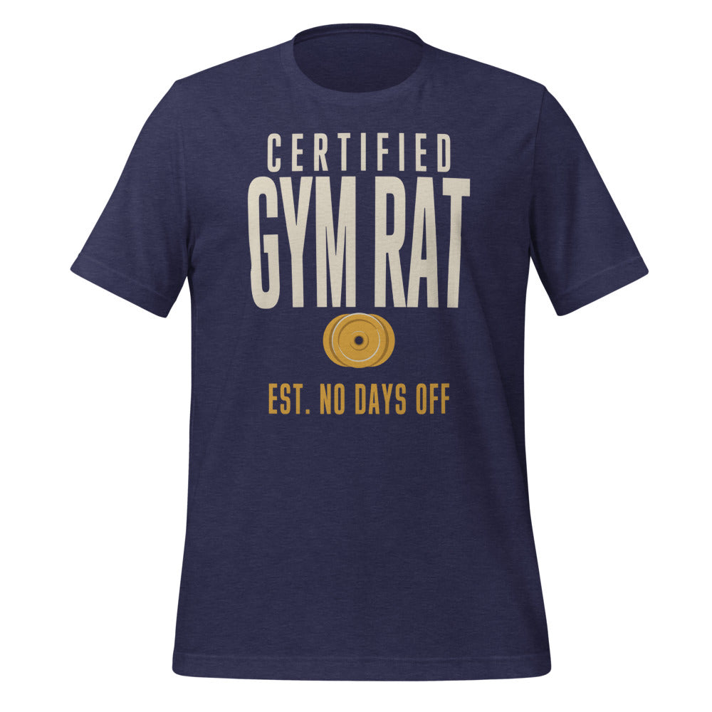 Certified Gym Rat vintage athletic tee — Heather Midnight Navy, front