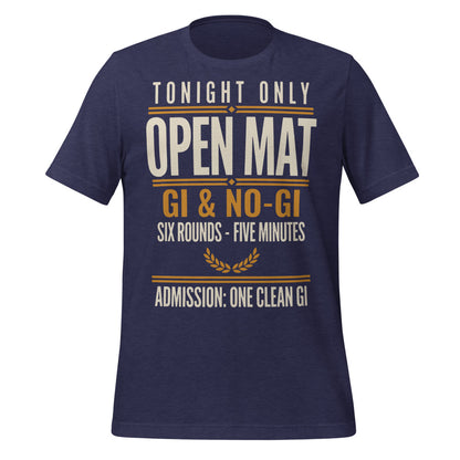 Open Mat Tonight Brazilian jiu jitsu t-shirt — Heather Midnight Navy, front