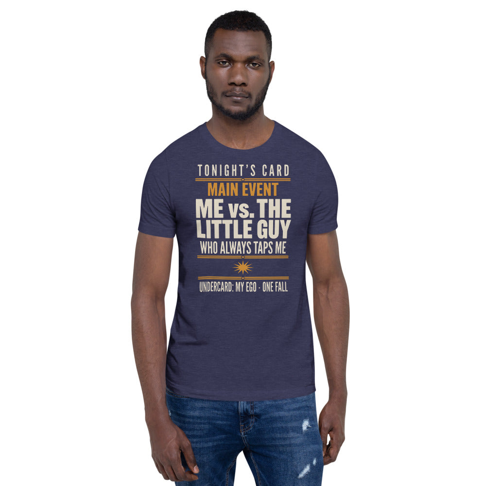 Tonight's Card funny Brazilian jiu jitsu t-shirt — Heather Midnight Navy, on model
