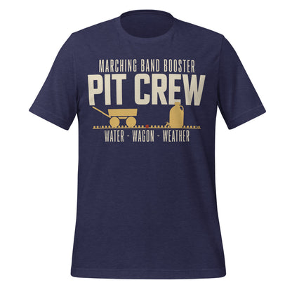 Pit Crew marching band booster t-shirt — Heather Midnight Navy, front
