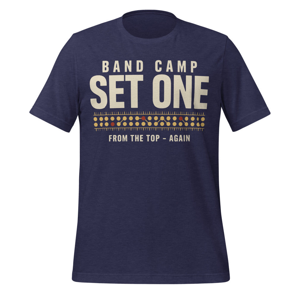 Set One marching band drill chart t-shirt — Heather Midnight Navy, front