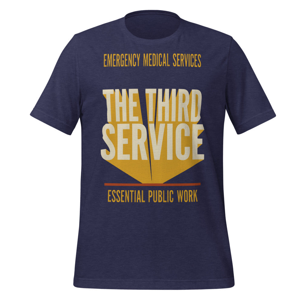 The Third Service EMS t-shirt — Heather Midnight Navy, front