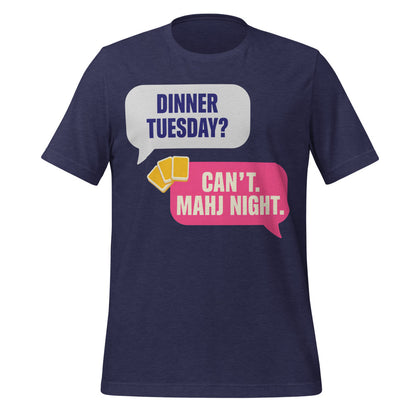 Mahj Night funny mahjong tee — Heather Midnight Navy, front