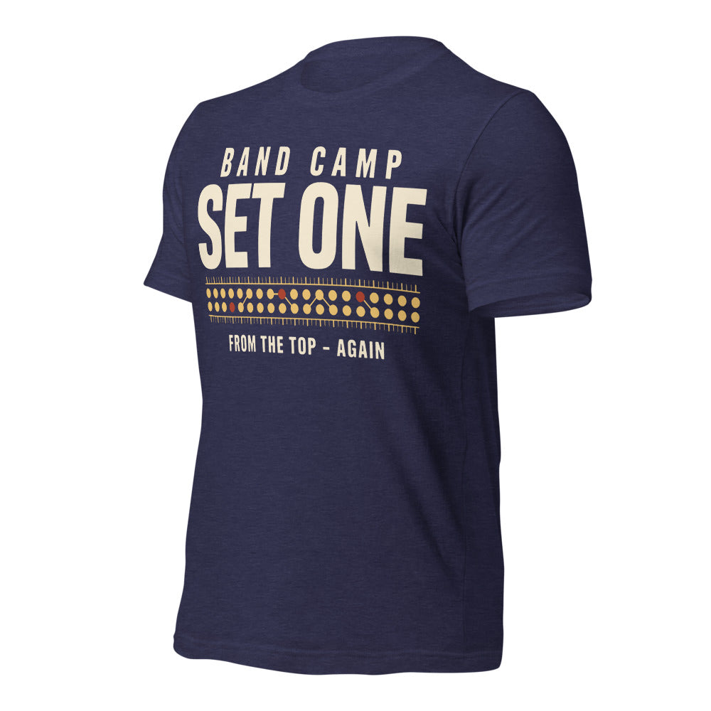 Set One marching band drill chart t-shirt — Heather Midnight Navy, front-right