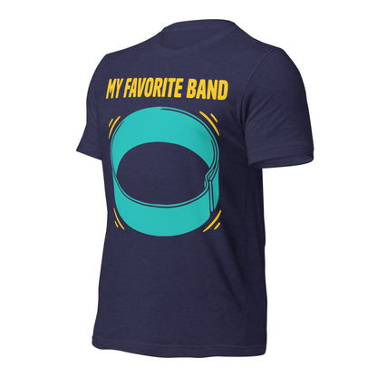 My Favorite Band funny physical therapy tee — Heather Midnight Navy, front-right