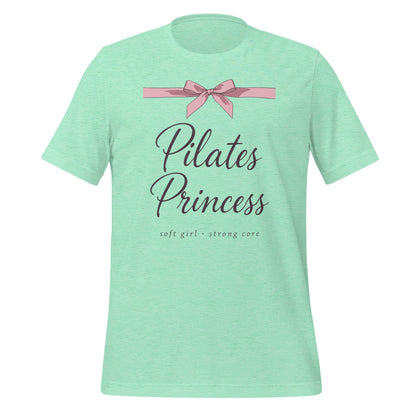 Pilates Princess coquette bow tee — Heather Mint, front