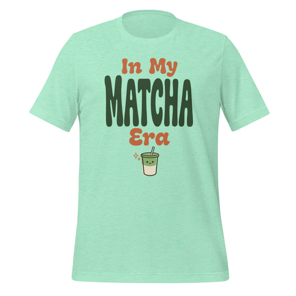 In My Matcha Era retro matcha tee — Heather Mint, front