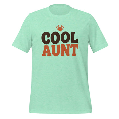 Cool Aunt retro groovy aunt tee — Heather Mint, front